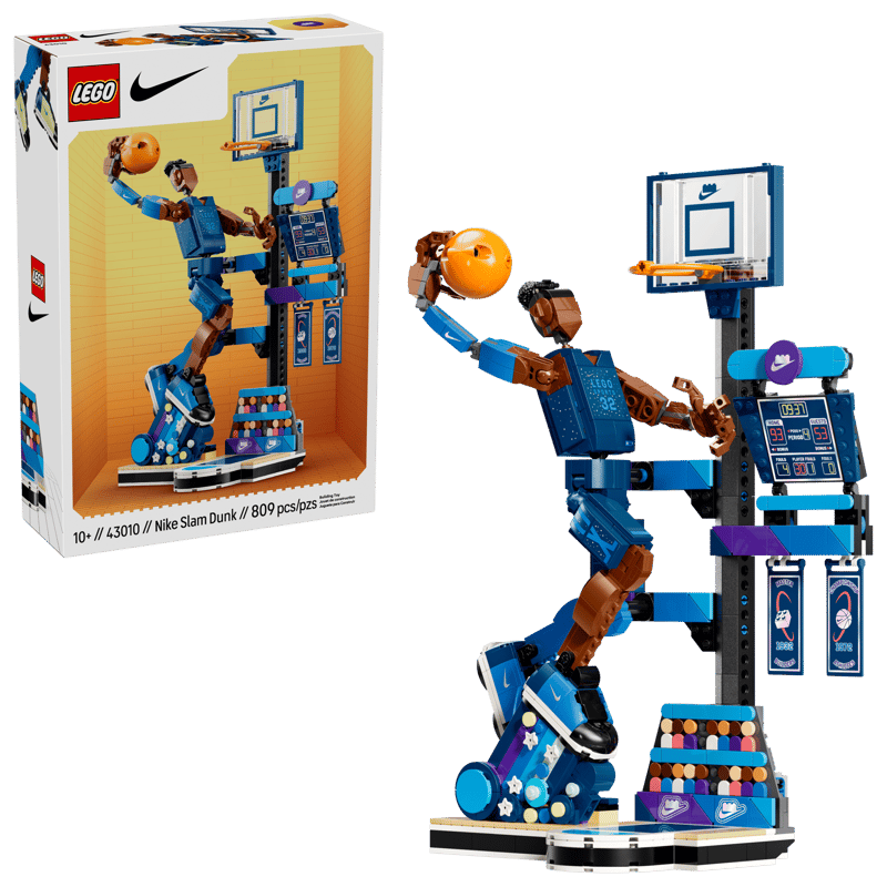 LEGO Nike Slam Dunk set 43010 – 809-piece customisable basketball player figure with hoop and scoreboard