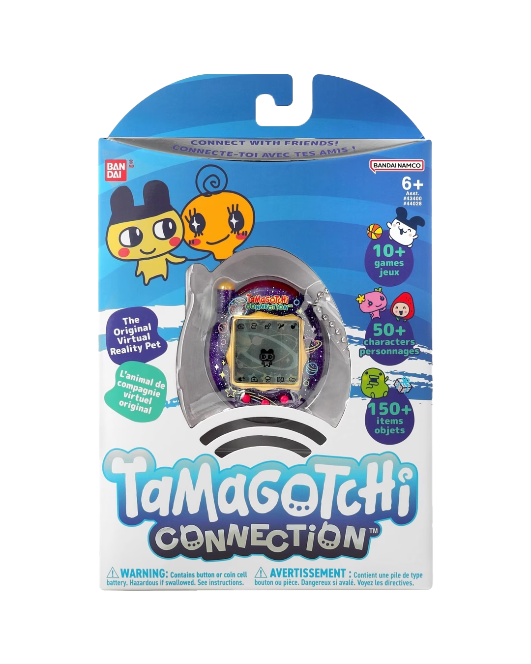 Tamagotchi Connection virtual pet in Neon Planet shell design with three-button interface and pixel screen