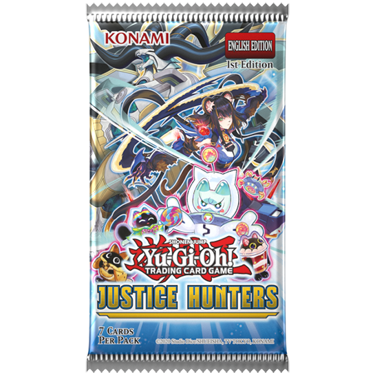 Yu-Gi-Oh! TCG Justice Hunters 1st Edition sleeved booster pack, 7 cards, English Edition by Konami
