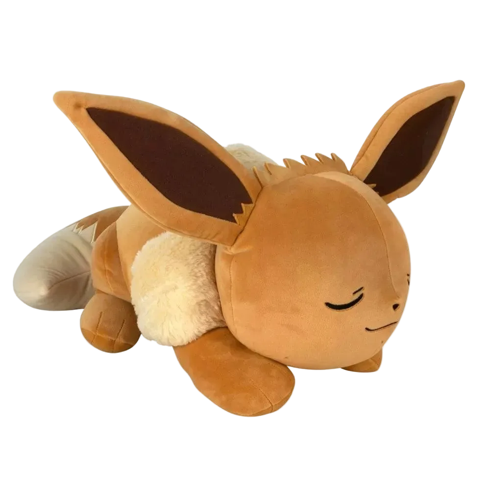 Pokémon 18-inch Sleeping Eevee Plush by Jazwares in sleeping pose, officially licensed