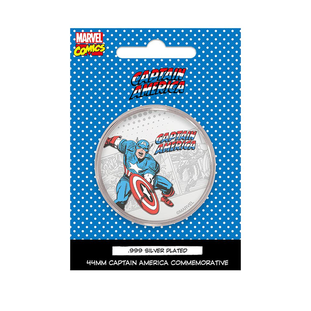 Fanattik Marvel Captain America MCM Exclusive .999 silver plated 44mm commemorative coin in presentation blister pack