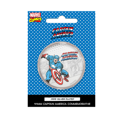Fanattik Marvel Captain America MCM Exclusive .999 silver plated 44mm commemorative coin in presentation blister pack