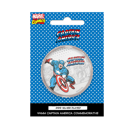 Fanattik Marvel Captain America MCM Exclusive .999 silver plated 44mm commemorative coin in presentation blister pack