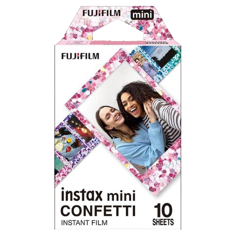 Fujifilm Instax Mini Confetti instant film pack with floral confetti border design, 10 sheets for instant cameras