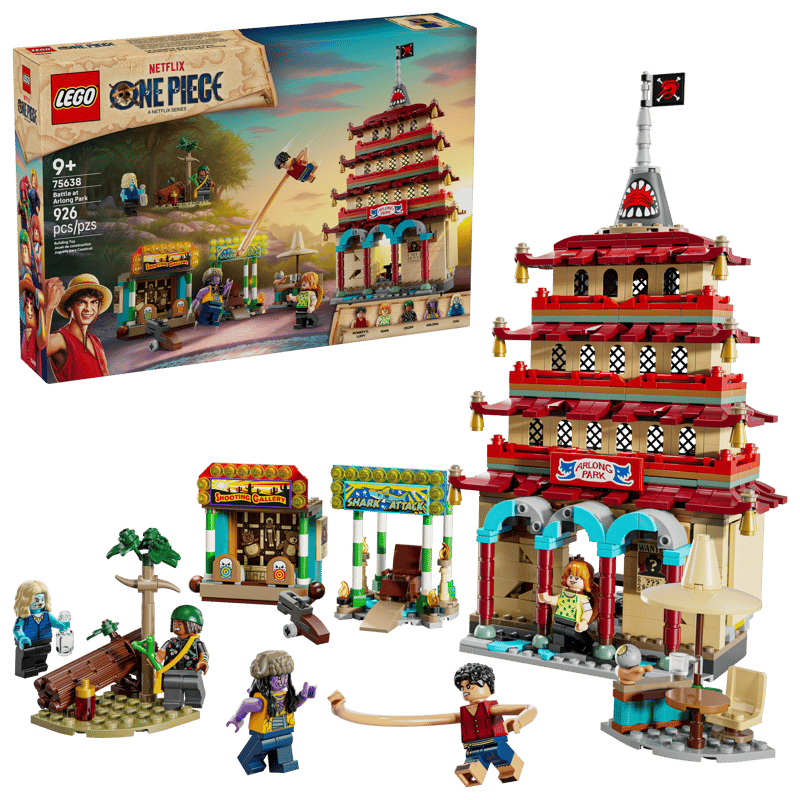 LEGO ONE PIECE Battle at Arlong Park 75638 – 926-piece building set with 5 minifigures and collapsible pagoda