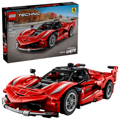 LEGO Technic Ferrari FXX K 42212 — 897-piece model car kit with butterfly doors and V12 engine, ages 10+