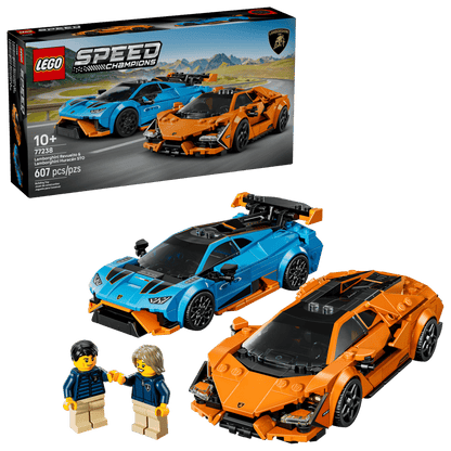 LEGO Speed Champions 77238 Lamborghini Revuelto and Huracán STO double pack, 607 pieces, ages 10+