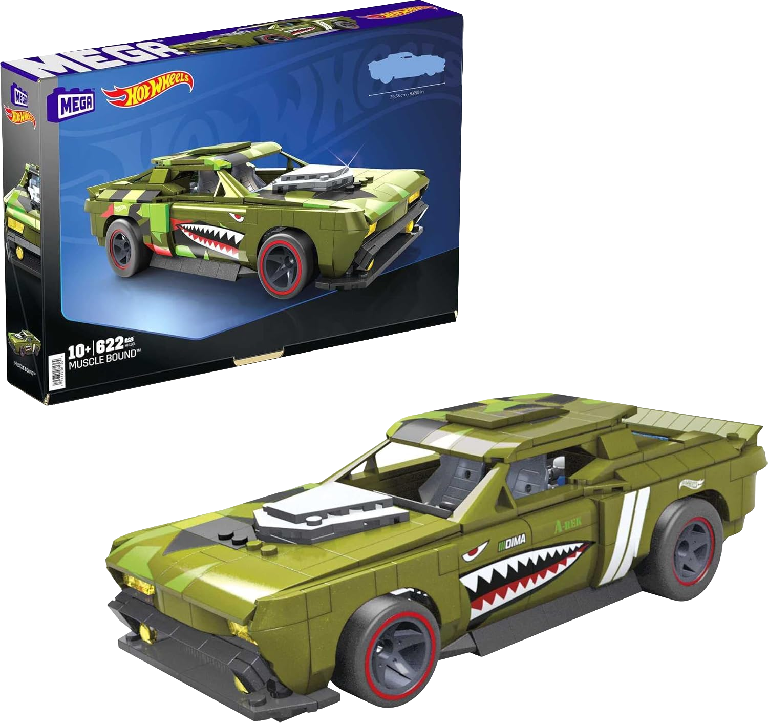 Mega Hot Wheels Muscle Bound Green Shark Truck Building Set