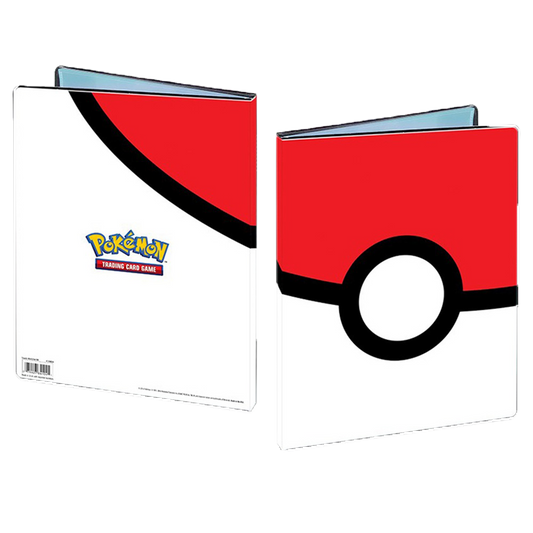 Ultra PRO Pokemon 9-Pocket Portfolio with red and white Poke Ball design, holds 90 trading cards