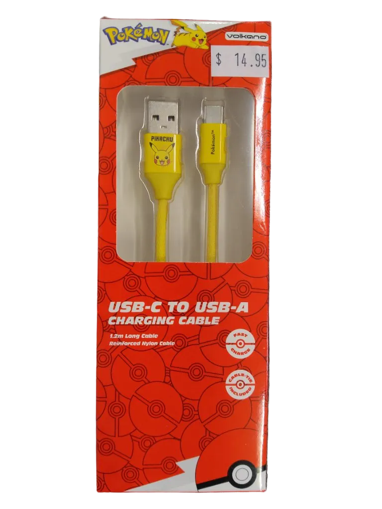 Pokémon Pikachu USB-C to USB-A Cable 1.2m