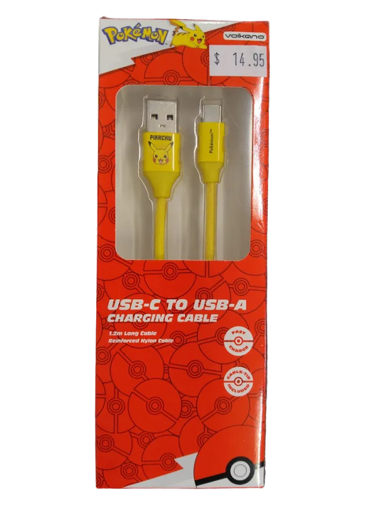 Pokémon Pikachu USB-C to USB-A Cable 1.2m
