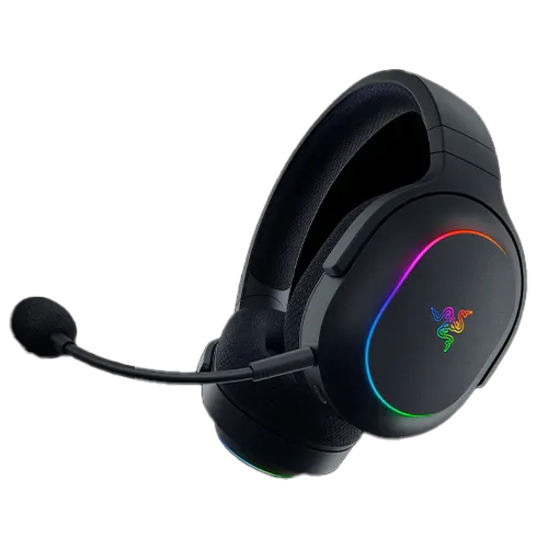 Black headset with RGB on the ear cups