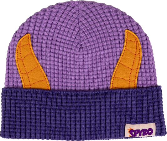 Spyro the Dragon Waffle Knit Beanie Purple & Blue Front