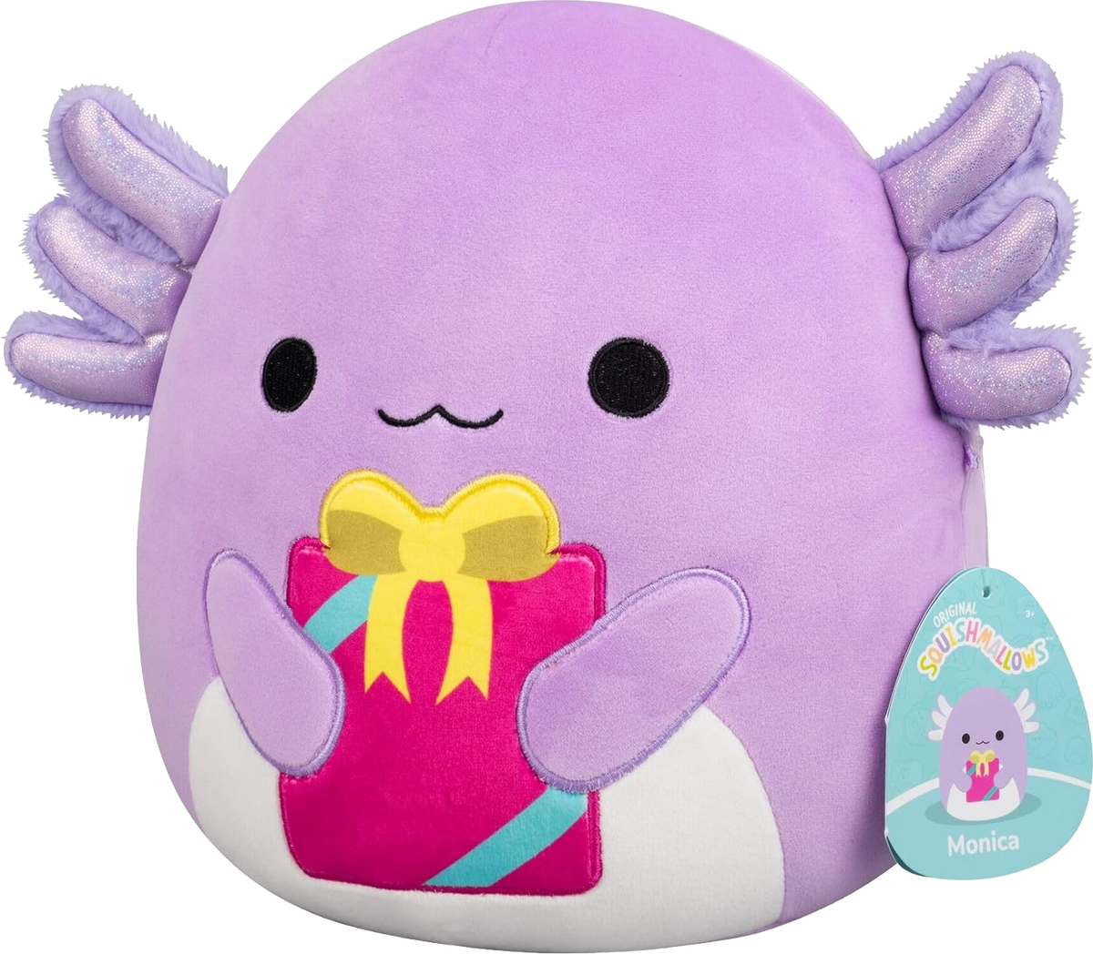 Squishmallows Monica Axolotl with Present 20cm Plush - Front Alt