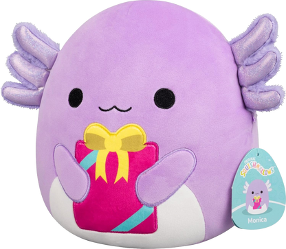 Squishmallows Monica Axolotl with Present 20cm Plush - Front Alt