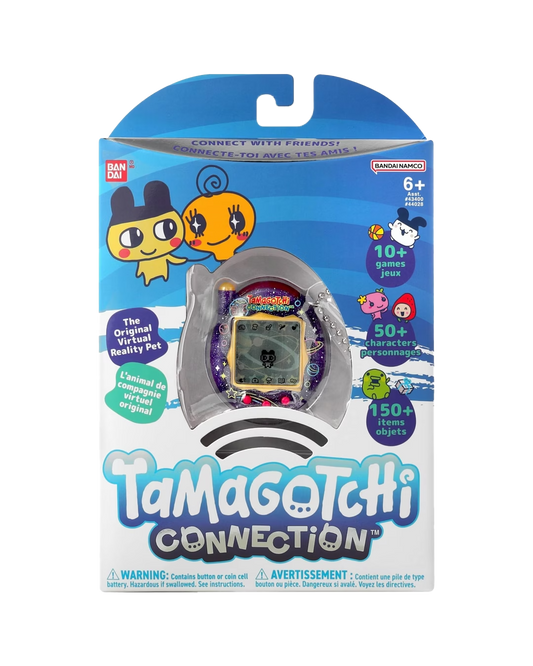 Tamagotchi Connection virtual pet in Neon Planet shell design with three-button interface and pixel screen