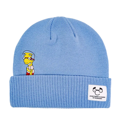 The Simpsons Milhouse Embroidered Knit Beanie Blue