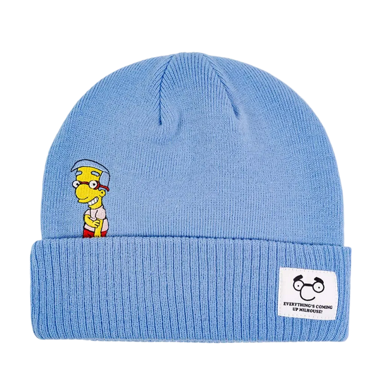 The Simpsons Milhouse Embroidered Knit Beanie Blue