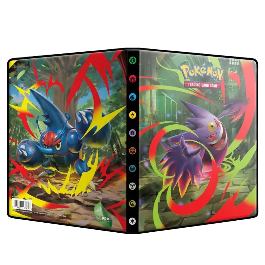Ultra PRO Pokémon Mega Evolution Phantasmal Flames 4-Pocket Portfolio featuring Mega Gengar and Mega Heracross