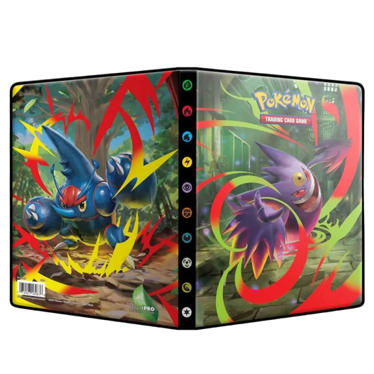 Ultra PRO Pokémon Mega Evolution Phantasmal Flames 4-Pocket Portfolio featuring Mega Gengar and Mega Heracross