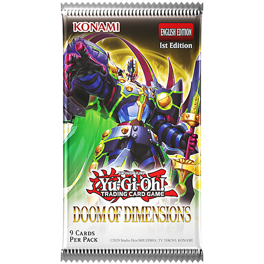 Yu-Gi-Oh! Doom of Dimensions 1st Edition booster pack, English, 9 cards, Konami TCG Series 13