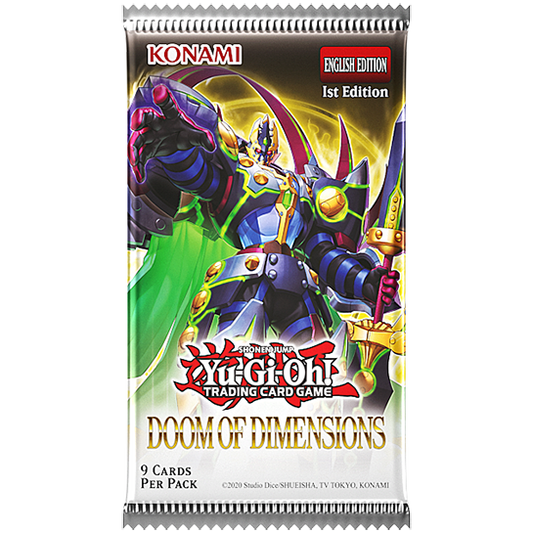 Yu-Gi-Oh! Doom of Dimensions 1st Edition booster pack, English, 9 cards, Konami TCG Series 13