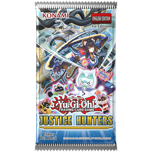 Yu-Gi-Oh! TCG Justice Hunters 1st Edition sleeved booster pack, 7 cards, English Edition by Konami