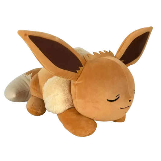 Pokémon 18-inch Sleeping Eevee Plush by Jazwares in sleeping pose, officially licensed