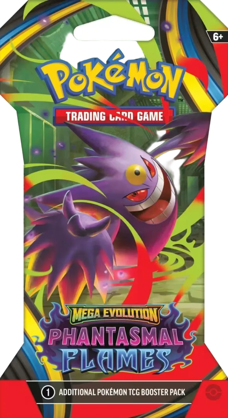 Pokémon Trading Card Game booster pack with a purple creature on a colorful background